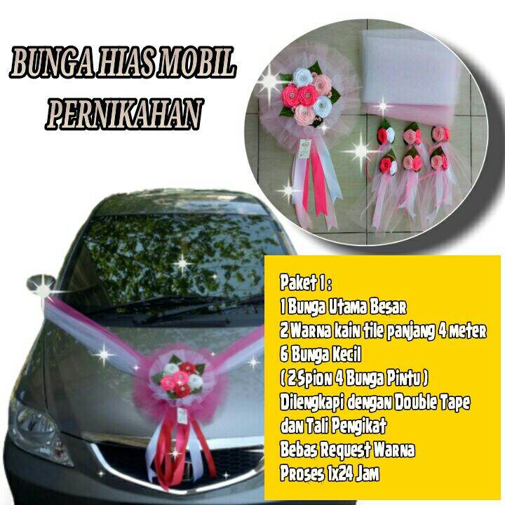 Bunga Mobil Pengantin 3 Warna Magnet Free 6 Bunga Kecil Lazada Indonesia