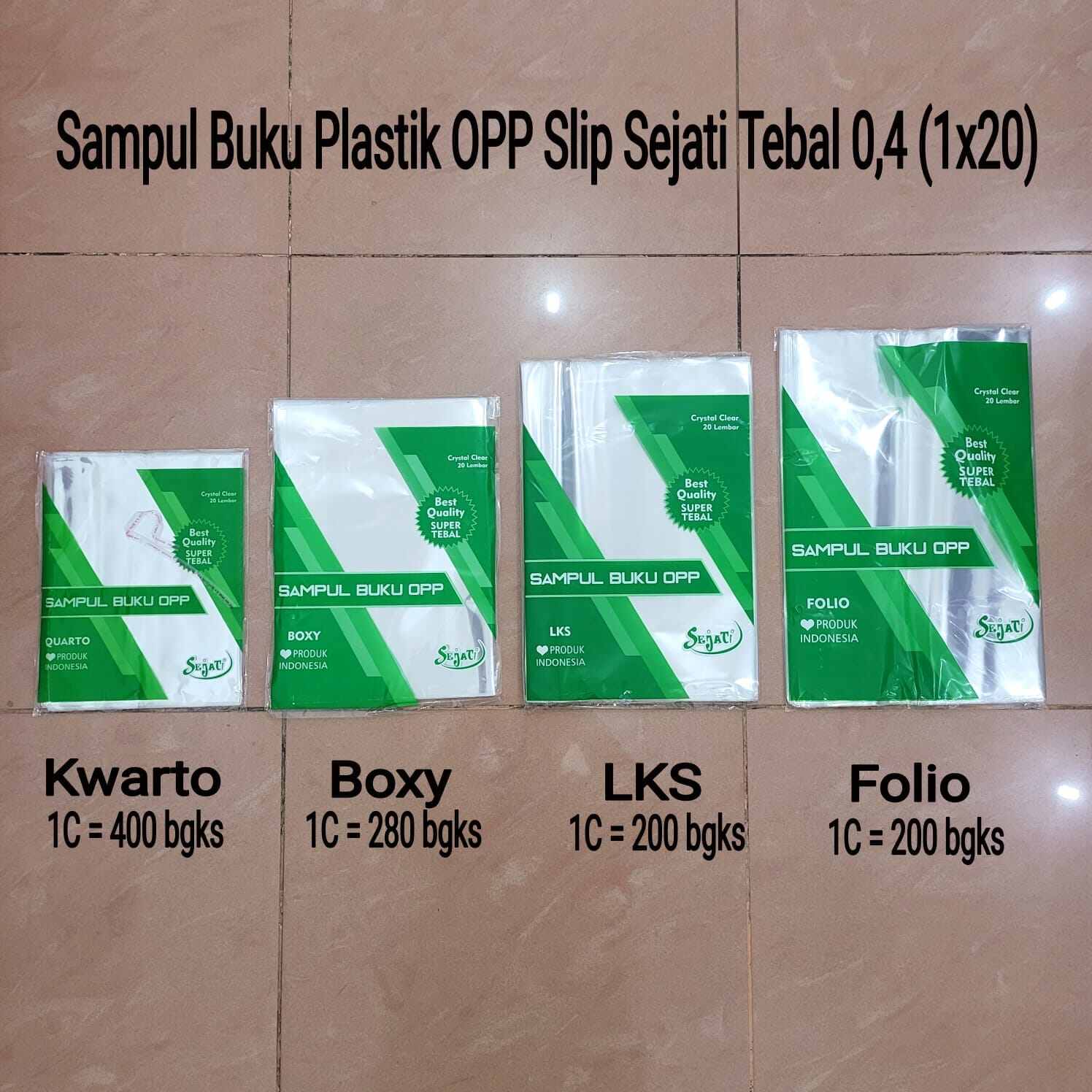 Sampul buku plastik jadi FOLIO/LKS per pak 20 lbr/sampul plastik