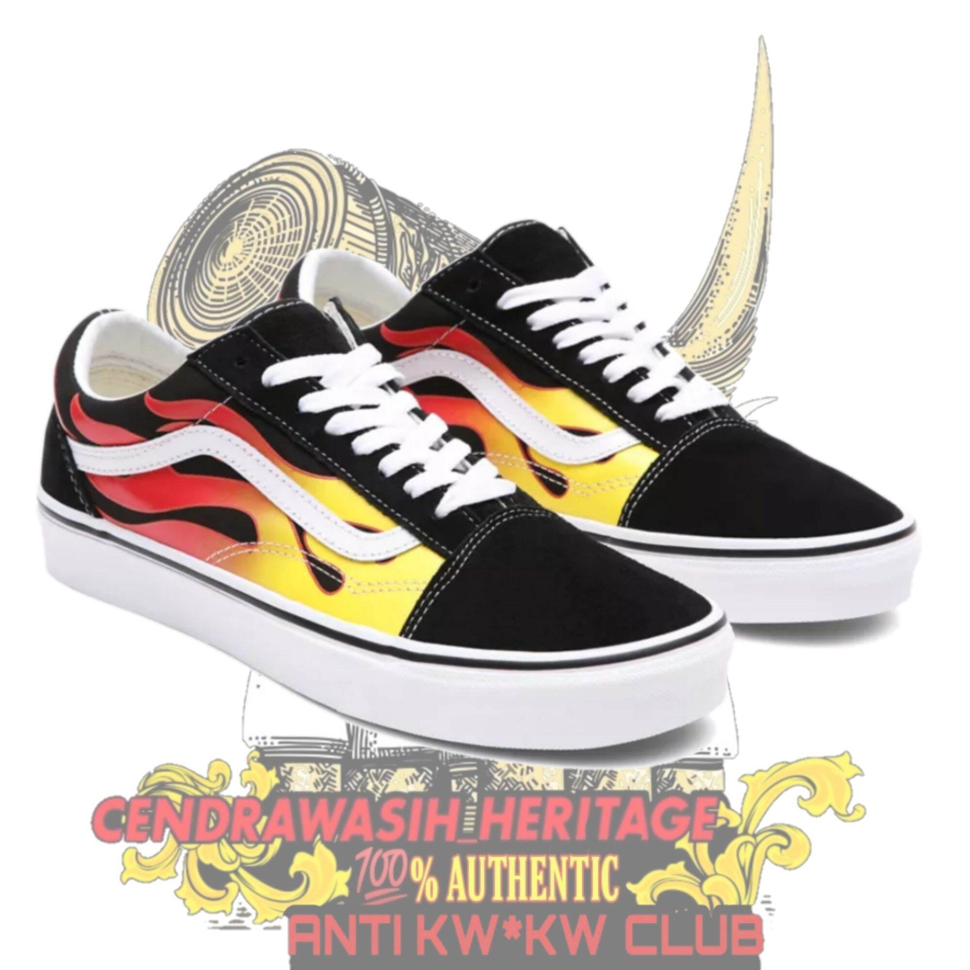 vans old skool flame checkerboard skate shoes