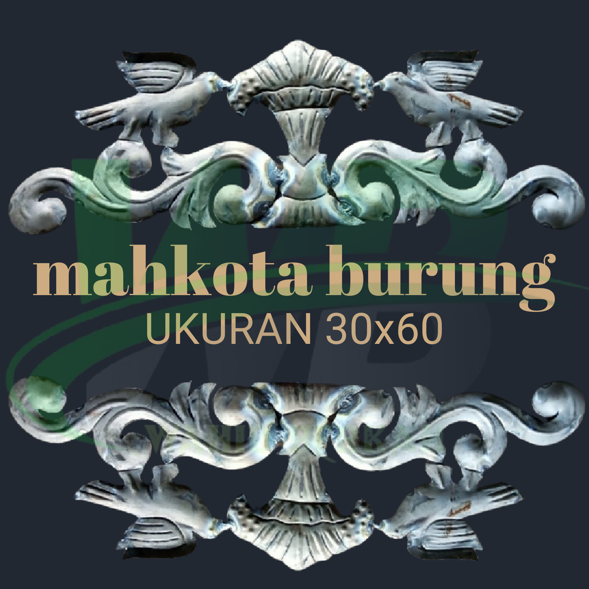 ornamen pagar besi tempa model mahkota burung 30x60 , hiasan pagar besi