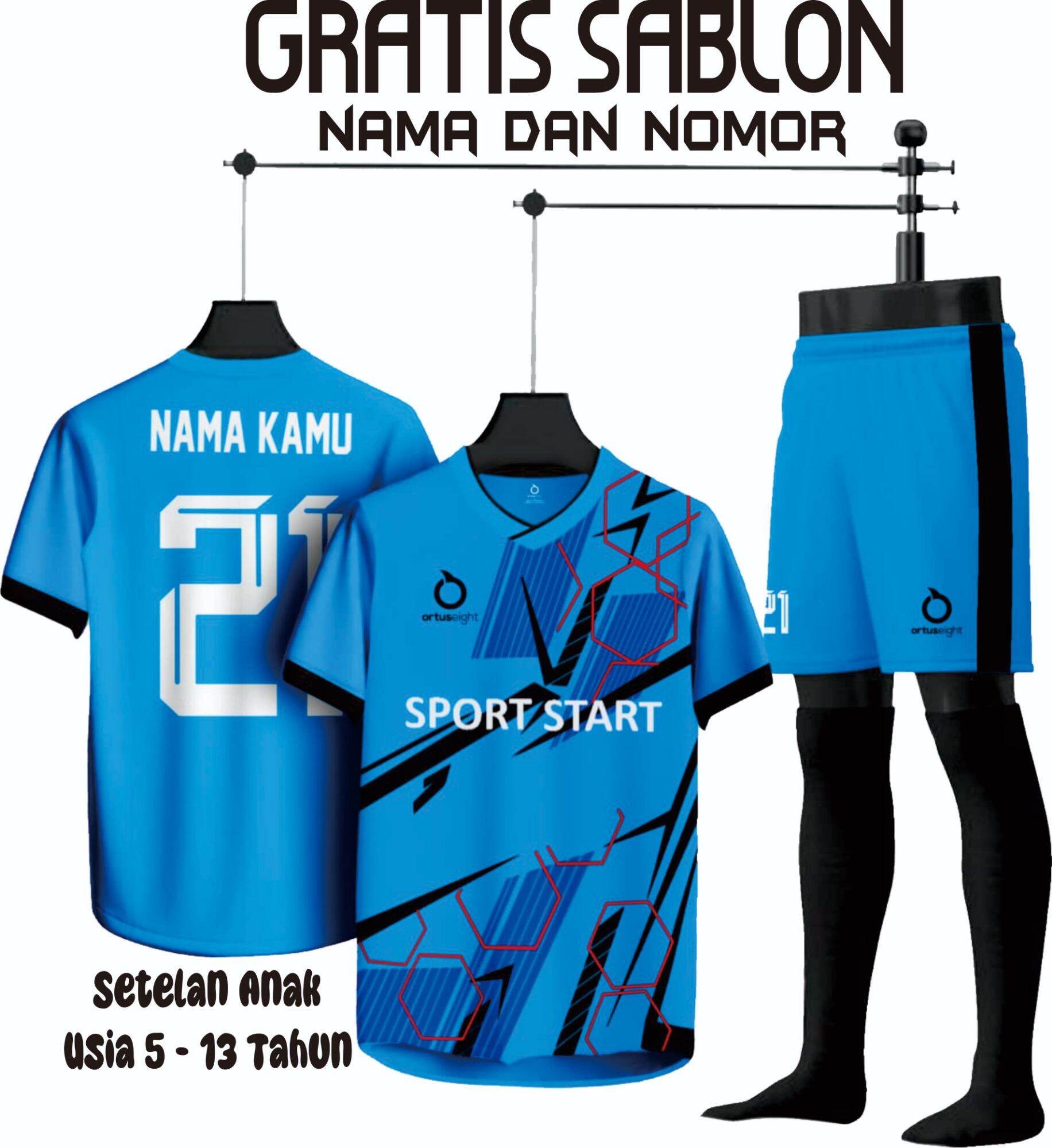 [ FREE REQUES SABLON NAMA NOMOR PUNGGUNG ] SETELAN JERSEY ANAK - ANAK USIA 5 SAMPAI 13 TAHUN BAJU BOLA ANAK LAKI LAKI DAN PEREMPUAN BAJU OLAHRAGA BADMINTON - Merek Ortuseight Harga 33,100 rupiah*Gratis Ongkir