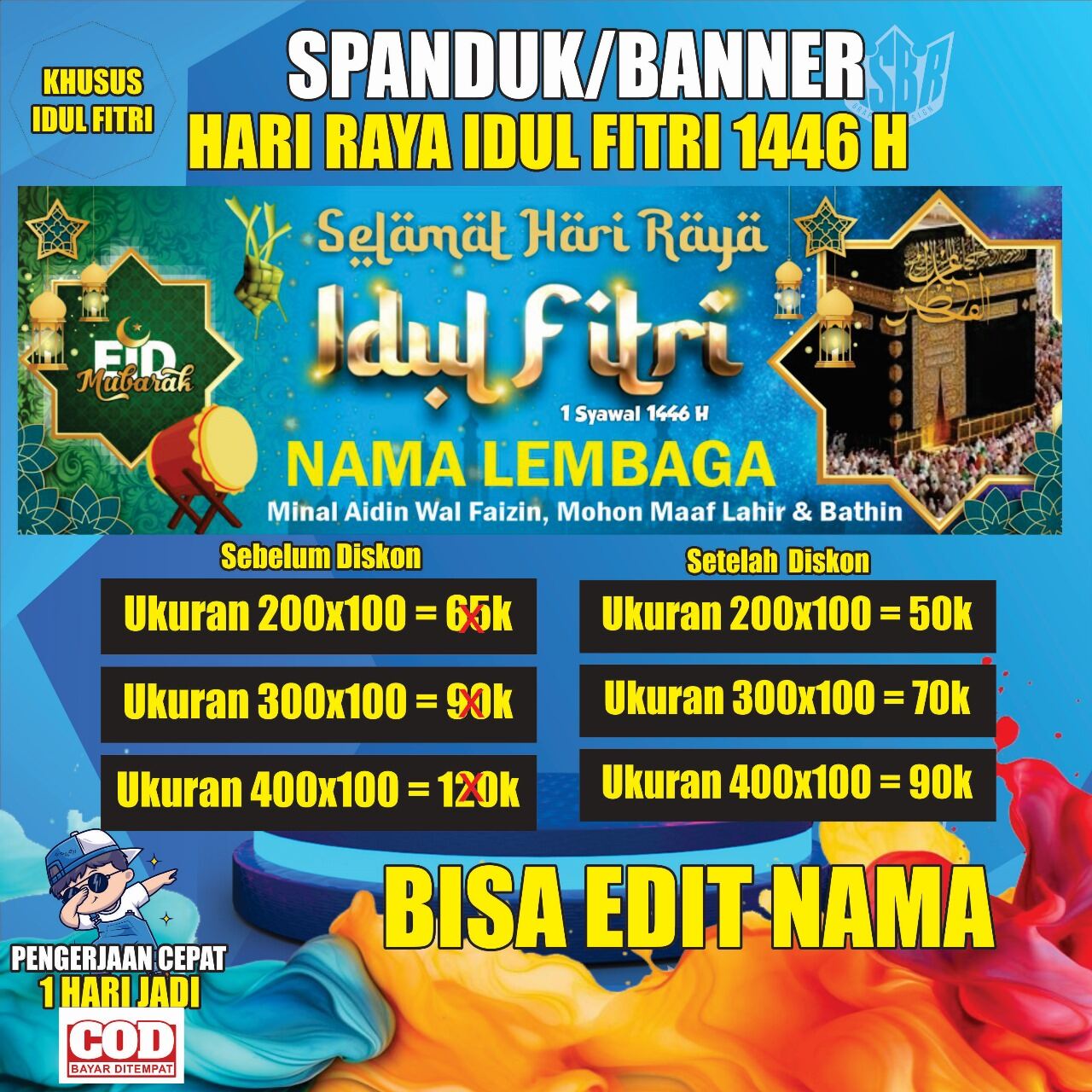 Spanduk Hari Raya Idul Fitri 1446H / 2025 Free Desain Bisa