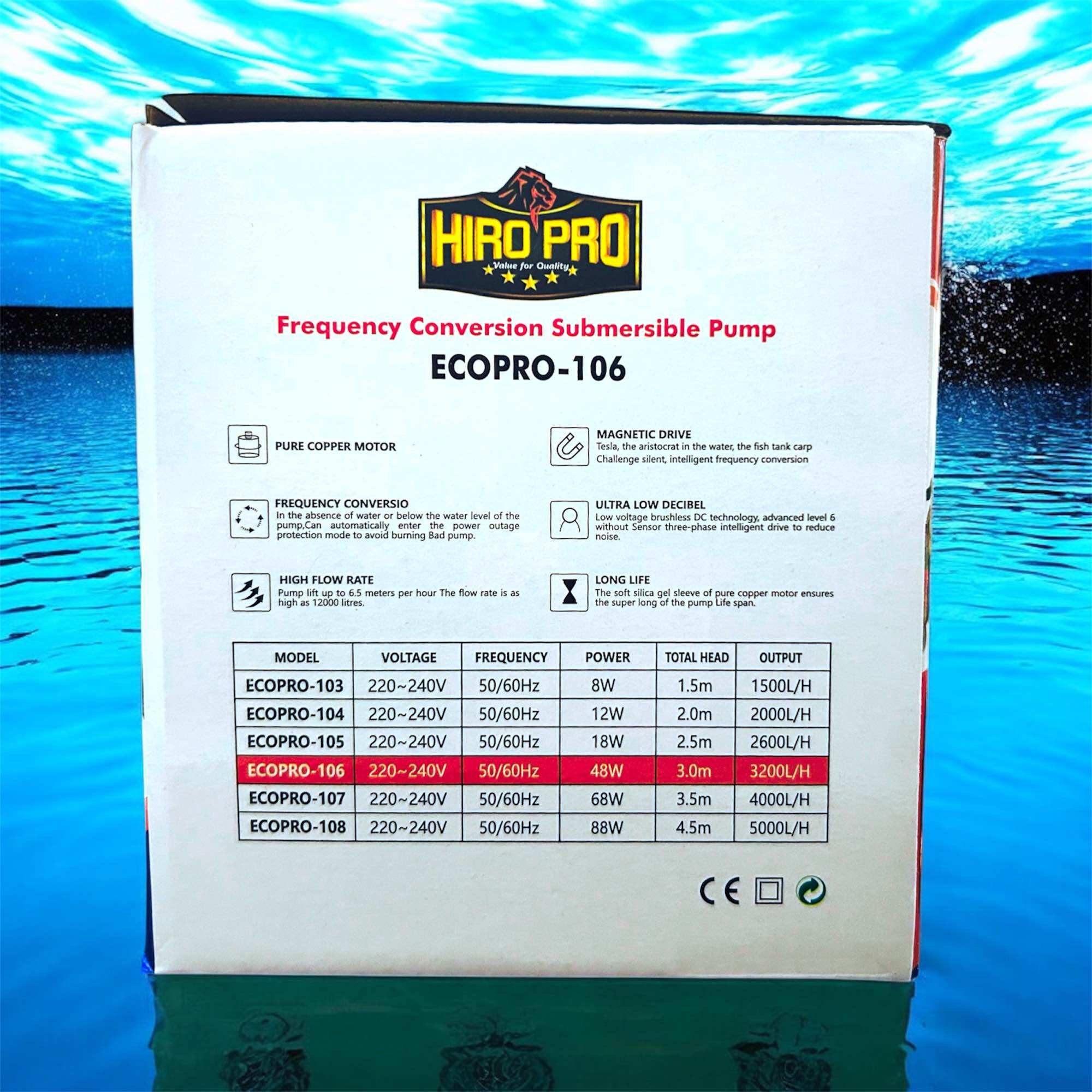 HIRO PRO ECO 106 POMPA KOLAM AQUARIUM CONVERSION SUBMERSIBLE PUMP