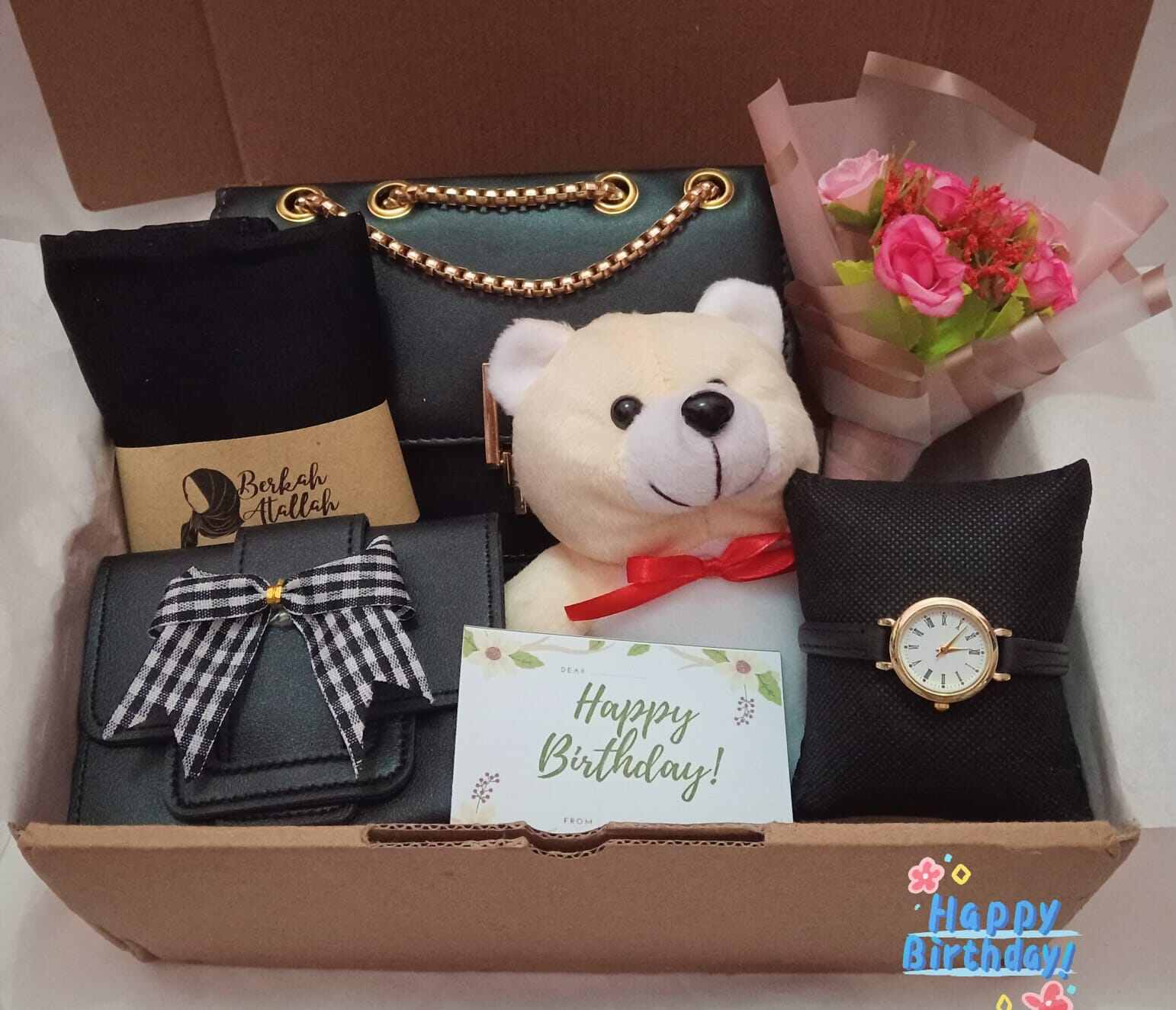 Aesthetic Hadiah ulang tahun Hampers, Hadiah ulang tahun for Your Beloved Girl, Mini Bouquets, Clock H…