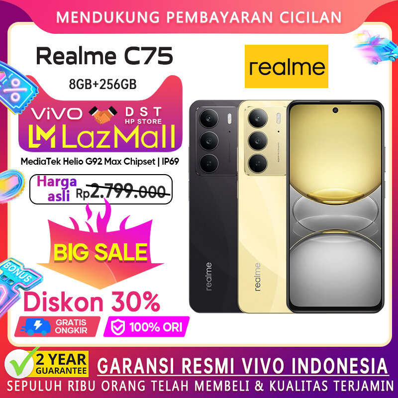 Realme C75 8 GB + 16GB | 128 GB MediaTek Helio G92 Max chipset-realme official warranty Harga  2,399,000 Ringgit*Penghantaran Percuma