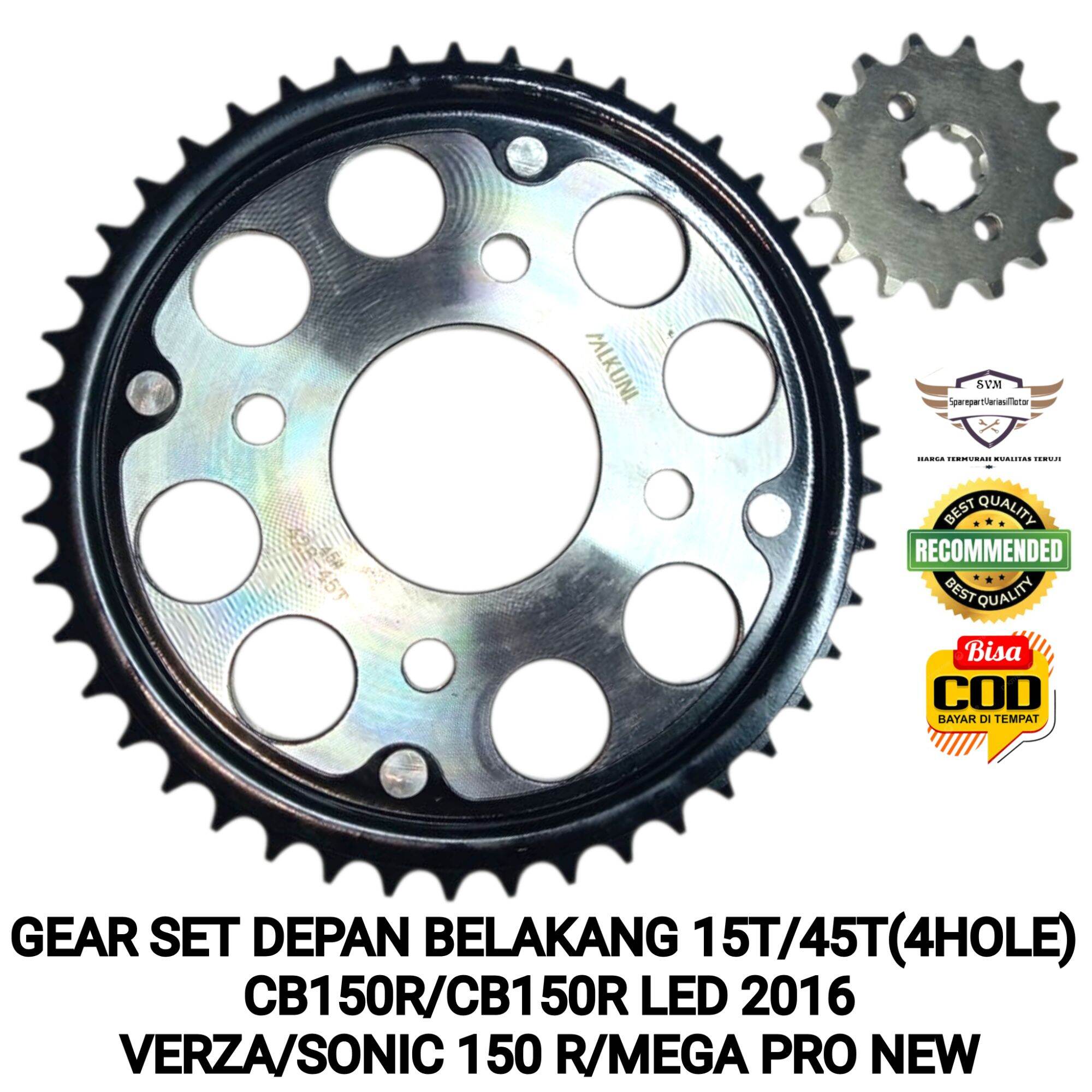 Gear Set Front Rear Cb150R Cb150R Led 2016 Sonic 150R Verza Megapro New 14T/45T Model Sss Racing Brand Mlkunl Harga 65,000 rupiah*Gratis Ongkir