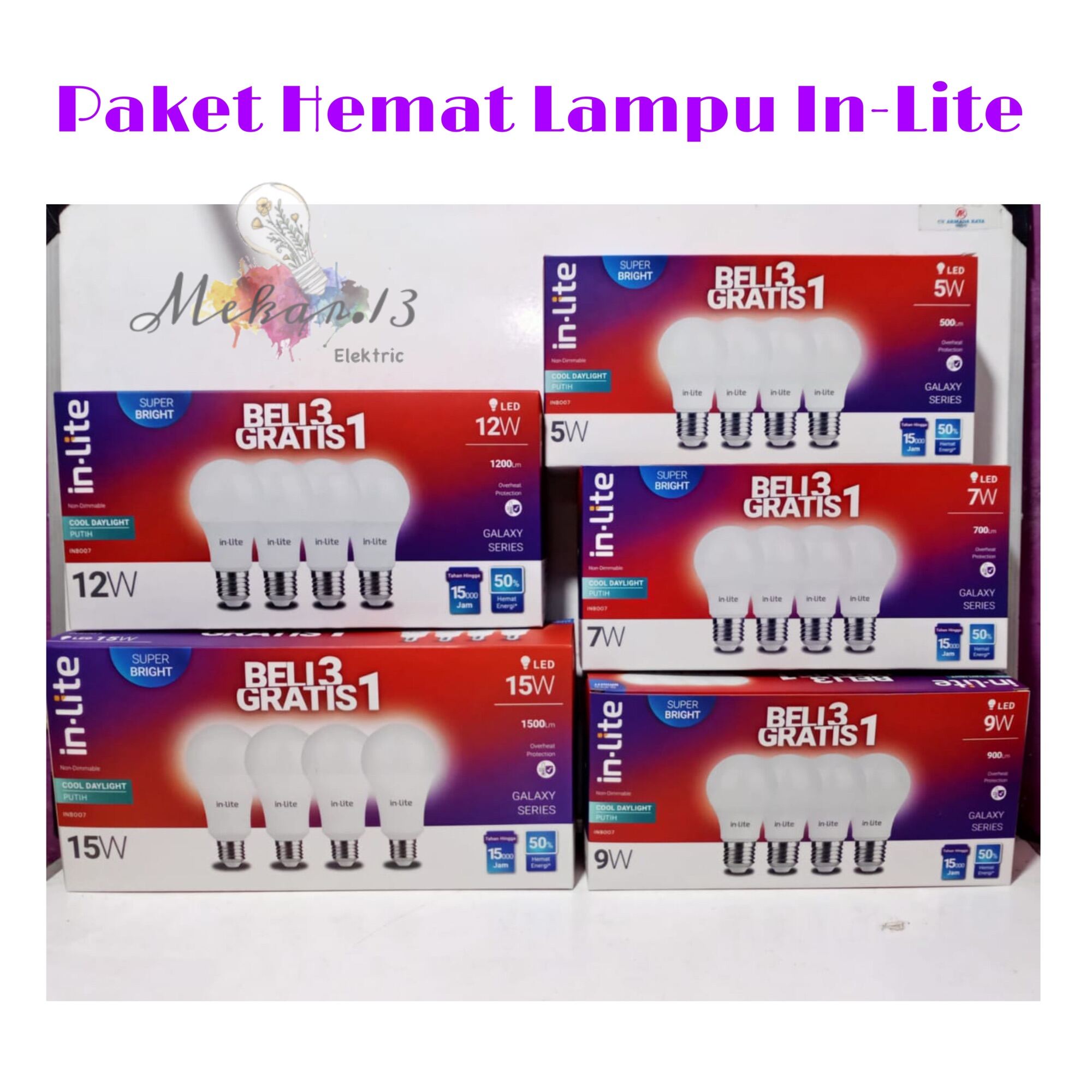 Lampu Inlite In Lite Led Bulb Bohlam Murah 5 Watt Paket Beli 3 Gratis