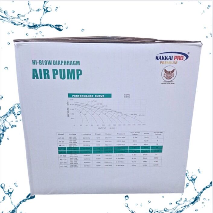 SAKKAI PRO AIRPUMP AP 250 HI BLOW DIAPHRAGM POMPA UDARA AERATOR KOLAM AQUARIUM