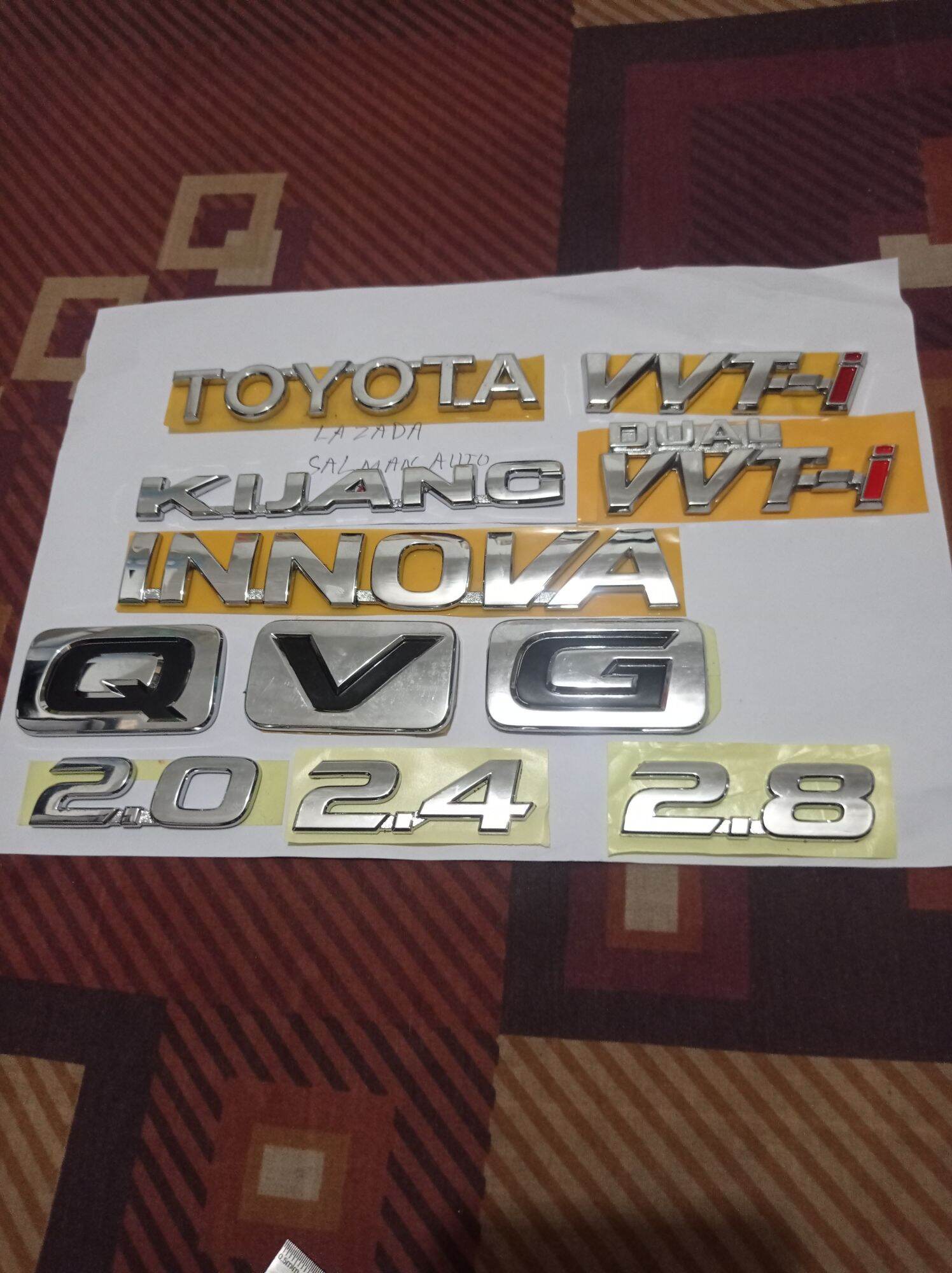 Emblem TOYOTA kijang INNOVA Q V G VVTI 2.0 2.4 2.8 Dual VVTI besar Harga 25,000 rupiah*Gratis Ongkir