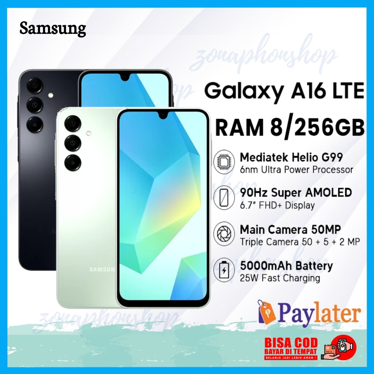 Samsung A16 8+256 Free Adaptor Charge 25W original samsung garansi resmi 1tahun Harga  2,699,000 Ringgit*Penghantaran Percuma