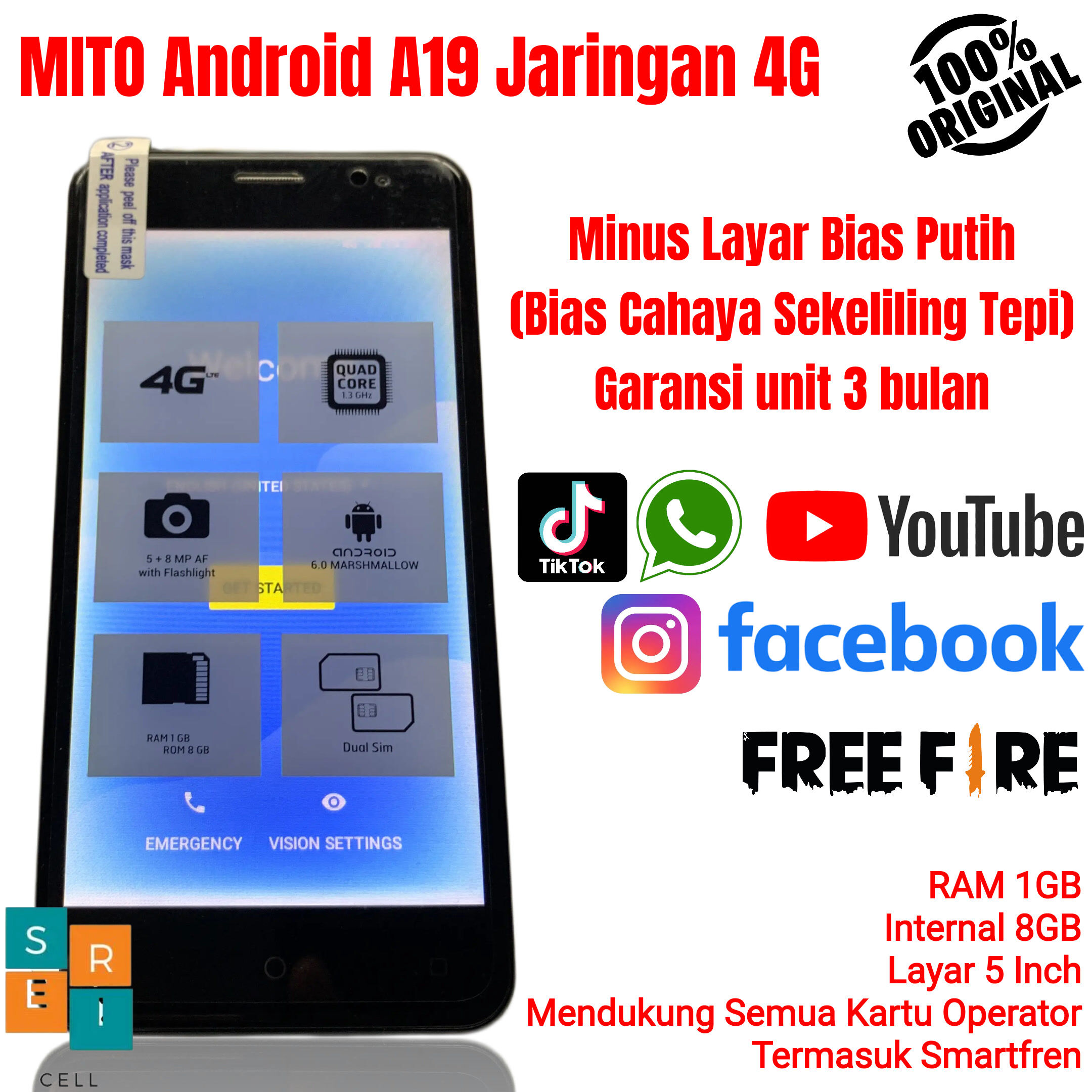 HP MITO Android A19 Jaringan 4G Promo MINUS LCD Bias Cahaya Harga 265,000 rupiah*Gratis Ongkir