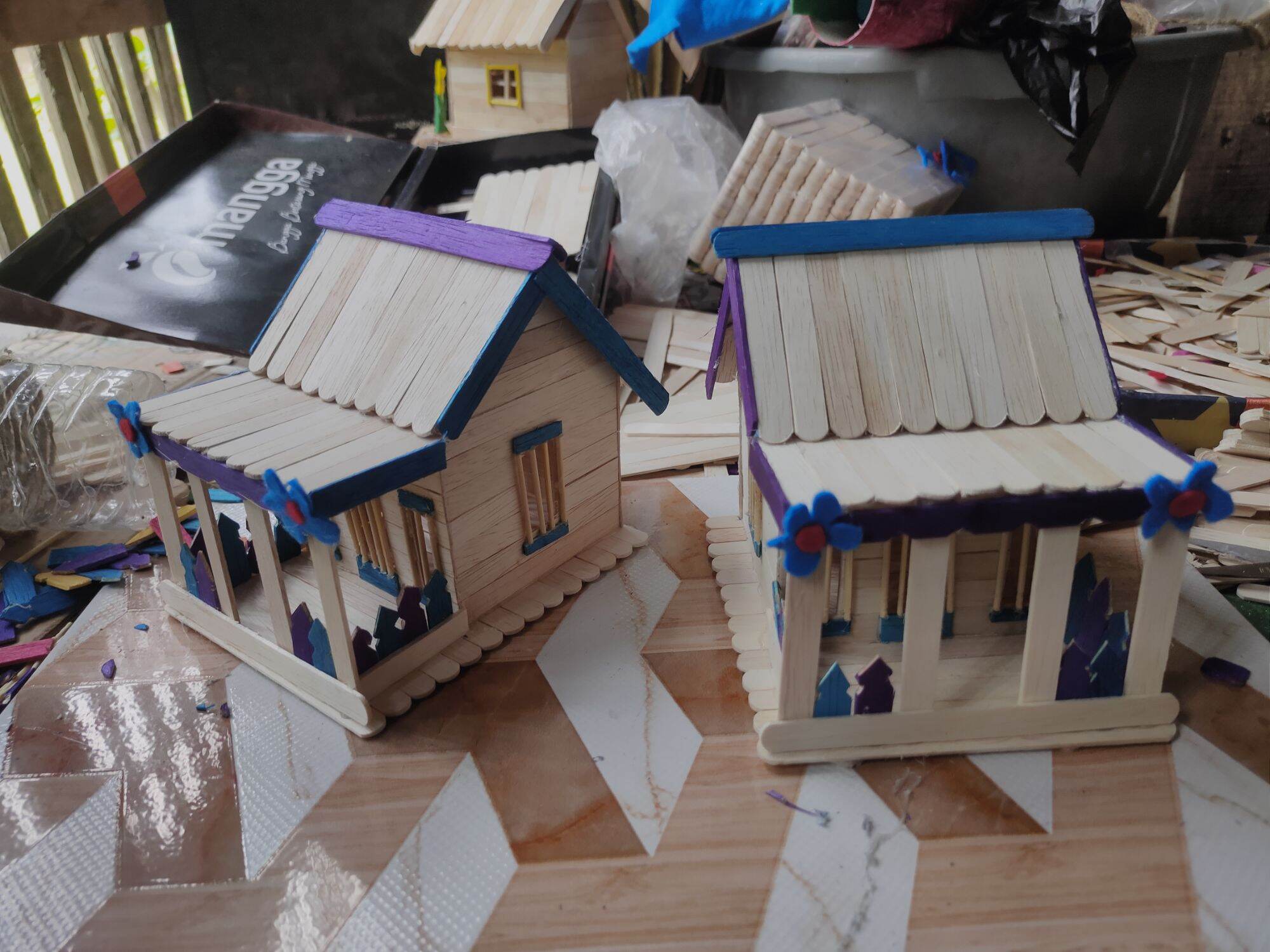 miniatur rumah betawi dari stik es krim prakarya kerajinan tangan tugas sekolah pajangan rumah