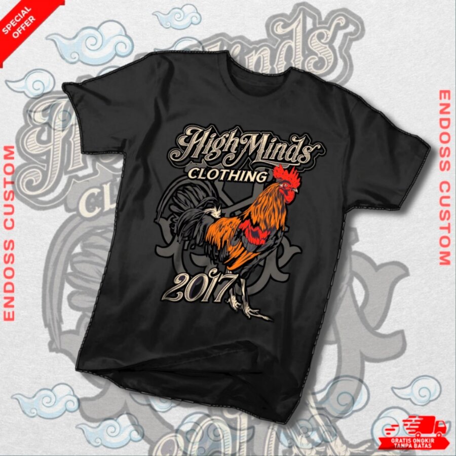 KAOS T-SHIRT TEAM FIGHTER AYAM JAGO BANGKOK LAGA PETARUNG KUALITAS DISTRO PREMIUM COTTON COMBED 24 S