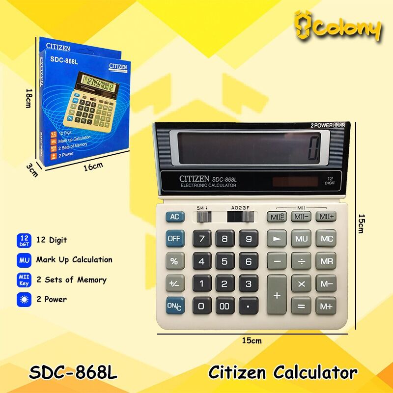 Citizen SDC868L Kalkulator Besar Digital Dagang Sekolah Kantor ...