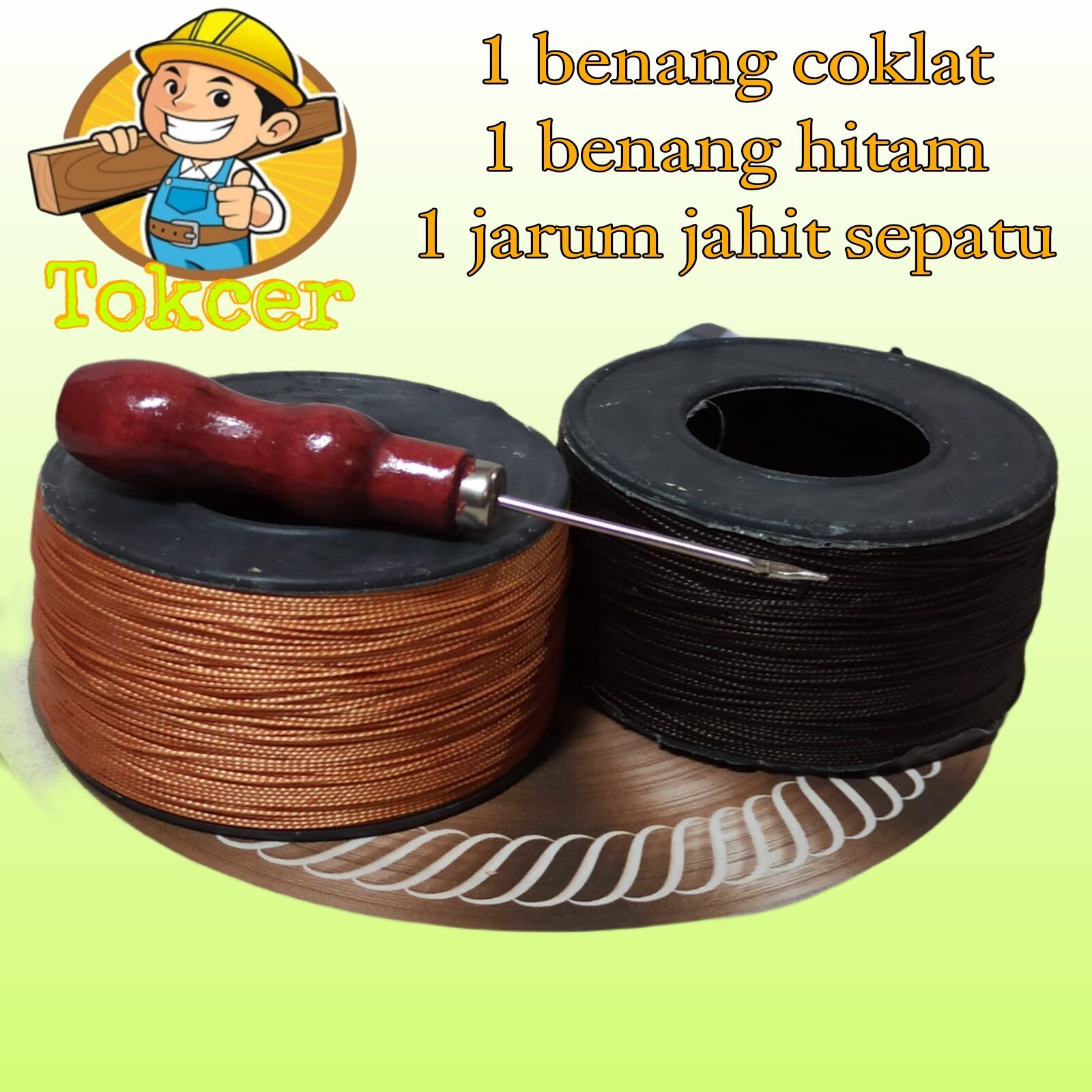 benang sol hitam dan coklat jumbo bonus jarum sol