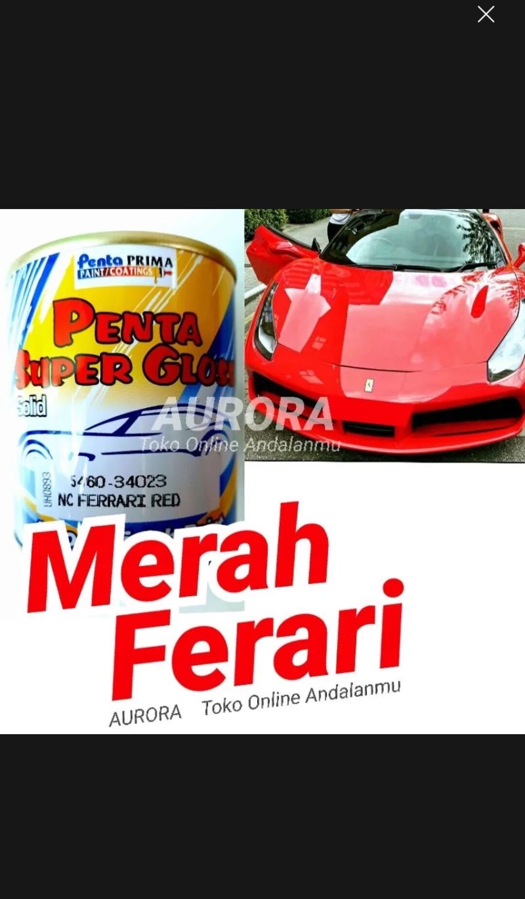 Penta Super Gloss Ferrari Red Ml Cat Merah Ferari Mobil Sepeda Motor Kendaraan Duko Duco