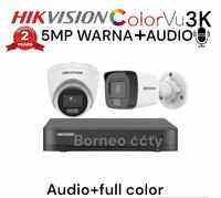 PAKET CCTV HIKVISION 5MP COLORVU 4 CHANNEL 2 KAMERA AUDIO 3K TURBO HD