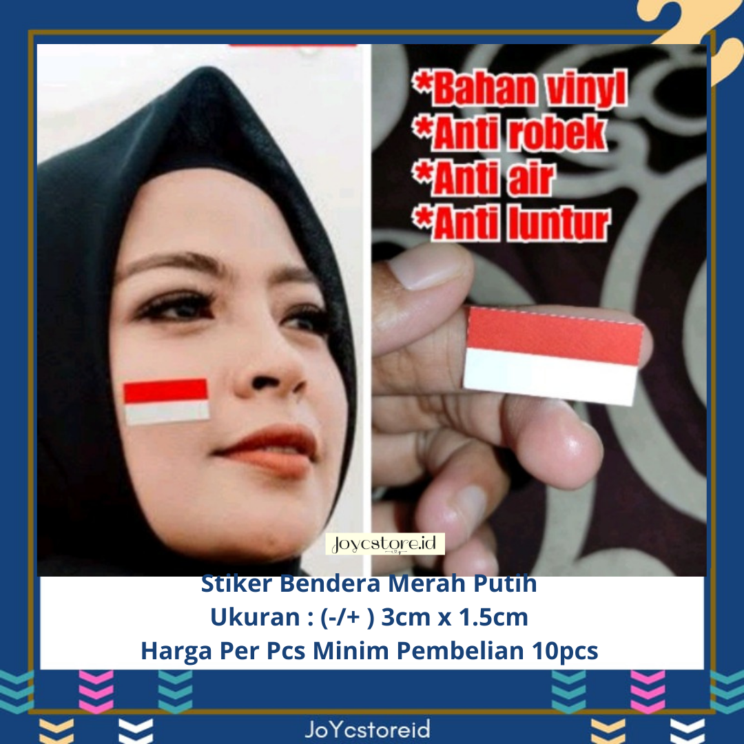 10pcs Stiker Pipi Merah Putih Stiker Merah Putih Stiker Bendera Merah Putih Ornamen 9352