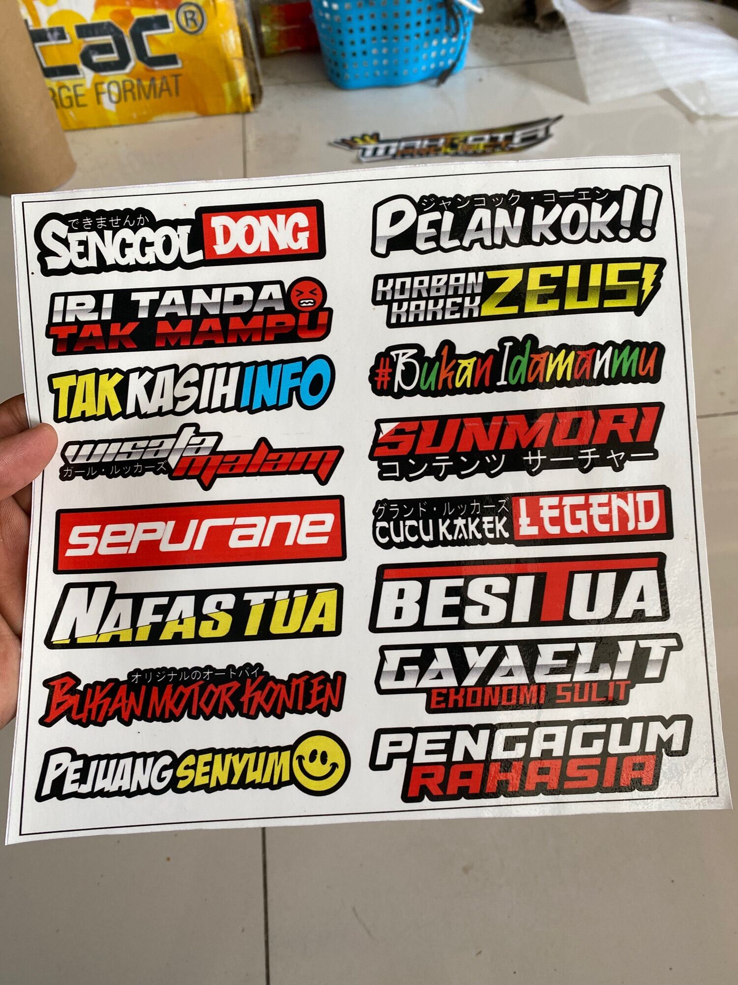 STIKER PACK KATA KATA RACING / SENGGOL DONG / PELAN KOK / WISATA MALAM