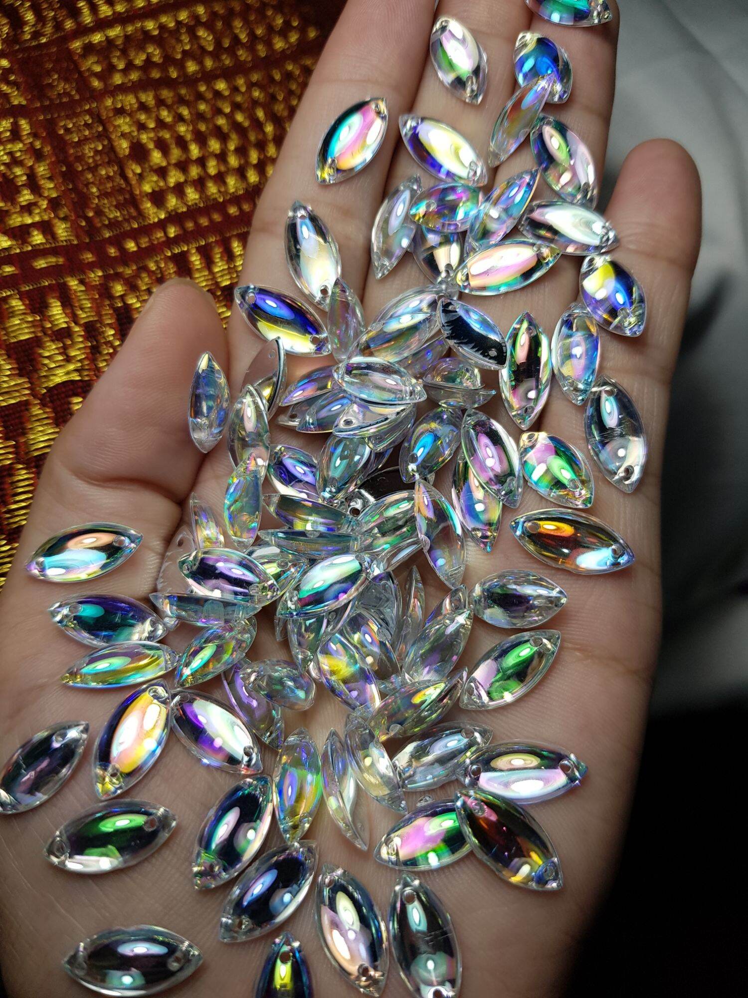 DIAMOND kristal 7x15mm sampan pelangi isi 100bji dan 50bji payet sampan/ perahu