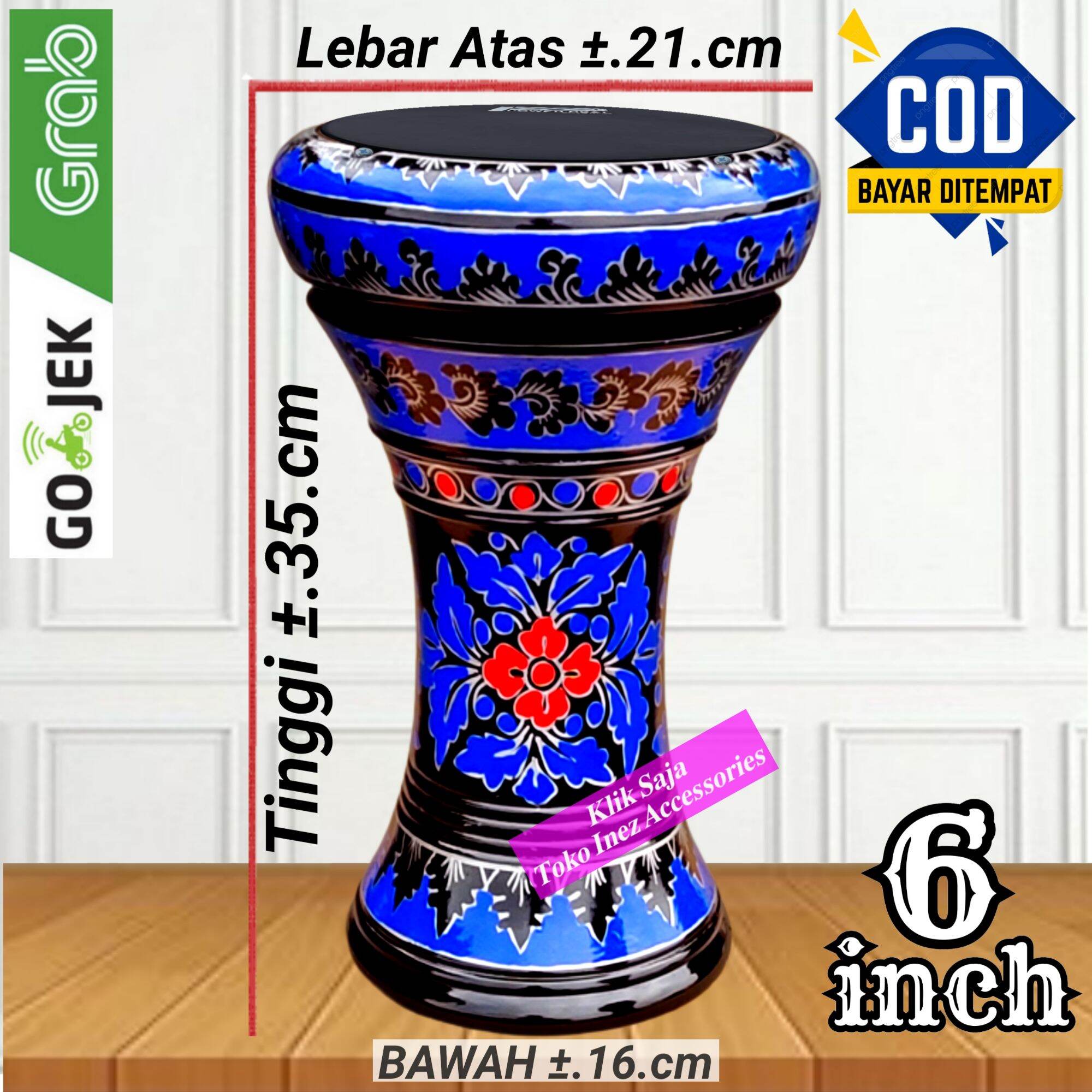 Darbuka Kayu Atau Gendang Mini 6 inch Hitam Biru Power Beat Lazada