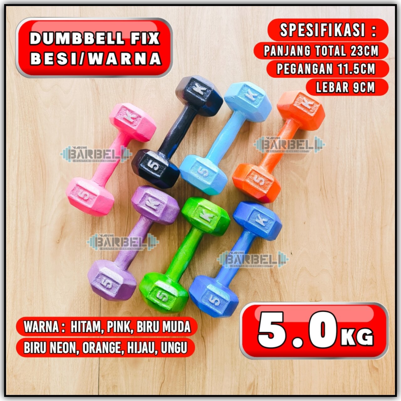 BARBEL 5KG DUMBBELL 5KG DUMBBELL FIX 5KG (BESI) Barbel 5Kg